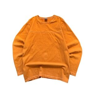 Old Navy Long Sleeve T-Shirt Mens Medium Orange Contrast Stitch Seam Detail